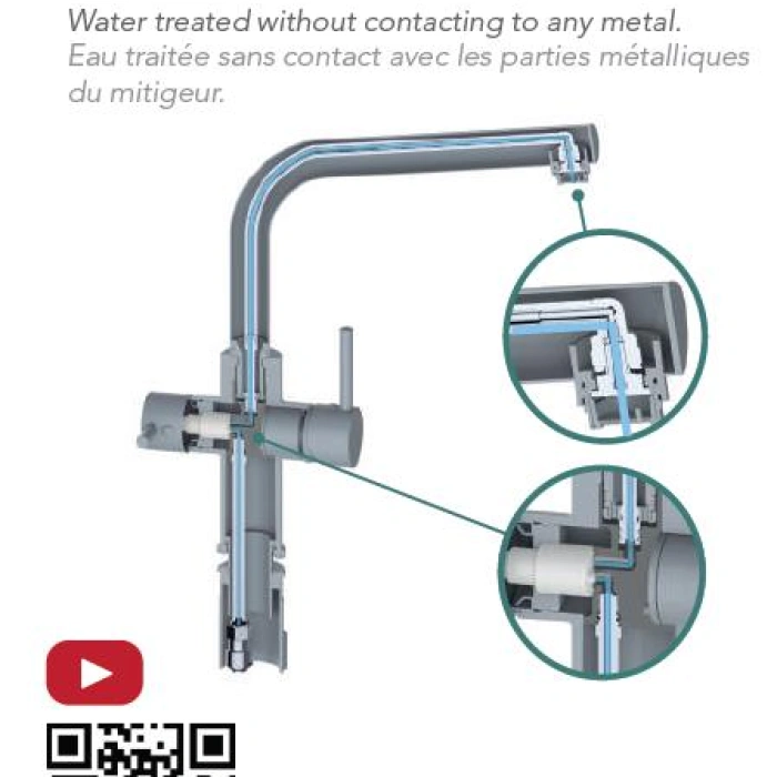 Baterie de bucatarie, METAL-FREE, cu 3 cai (circuite) pentru PURE - ULTRA-FILTRU