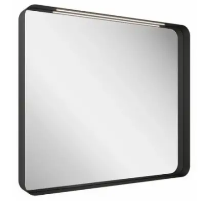 Oglinda cu iluminare LED  Strip 80x70cm, rama neagra, IP44