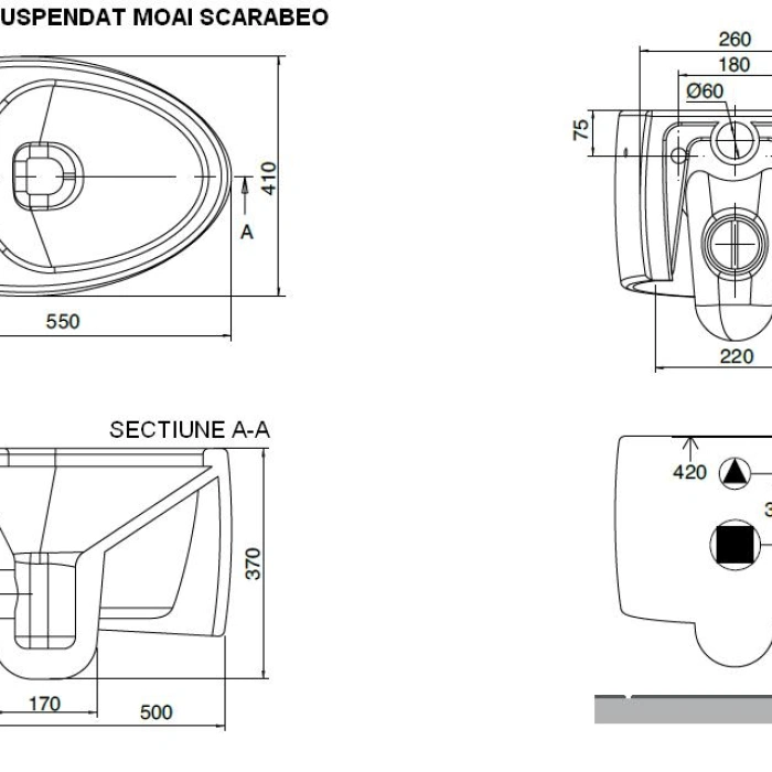 Moai wc suspendat - Alb 